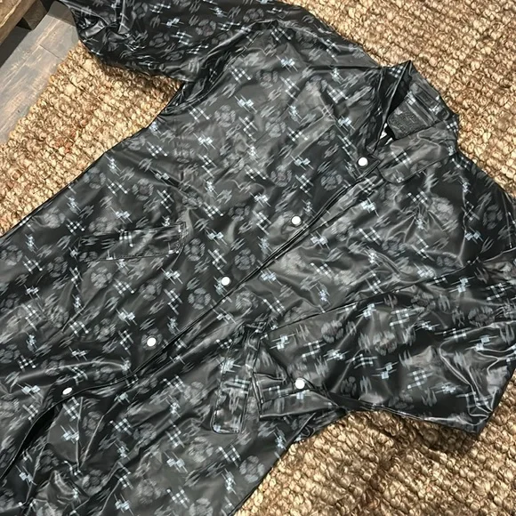 Voguemont‎ Vintage Mens Graphic Printed Long Rain Coat Size Large